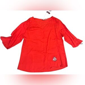 NCAA Ohio State Buckeyes UG Apparel Women's V-Neck Striped Blouse NWT Medium